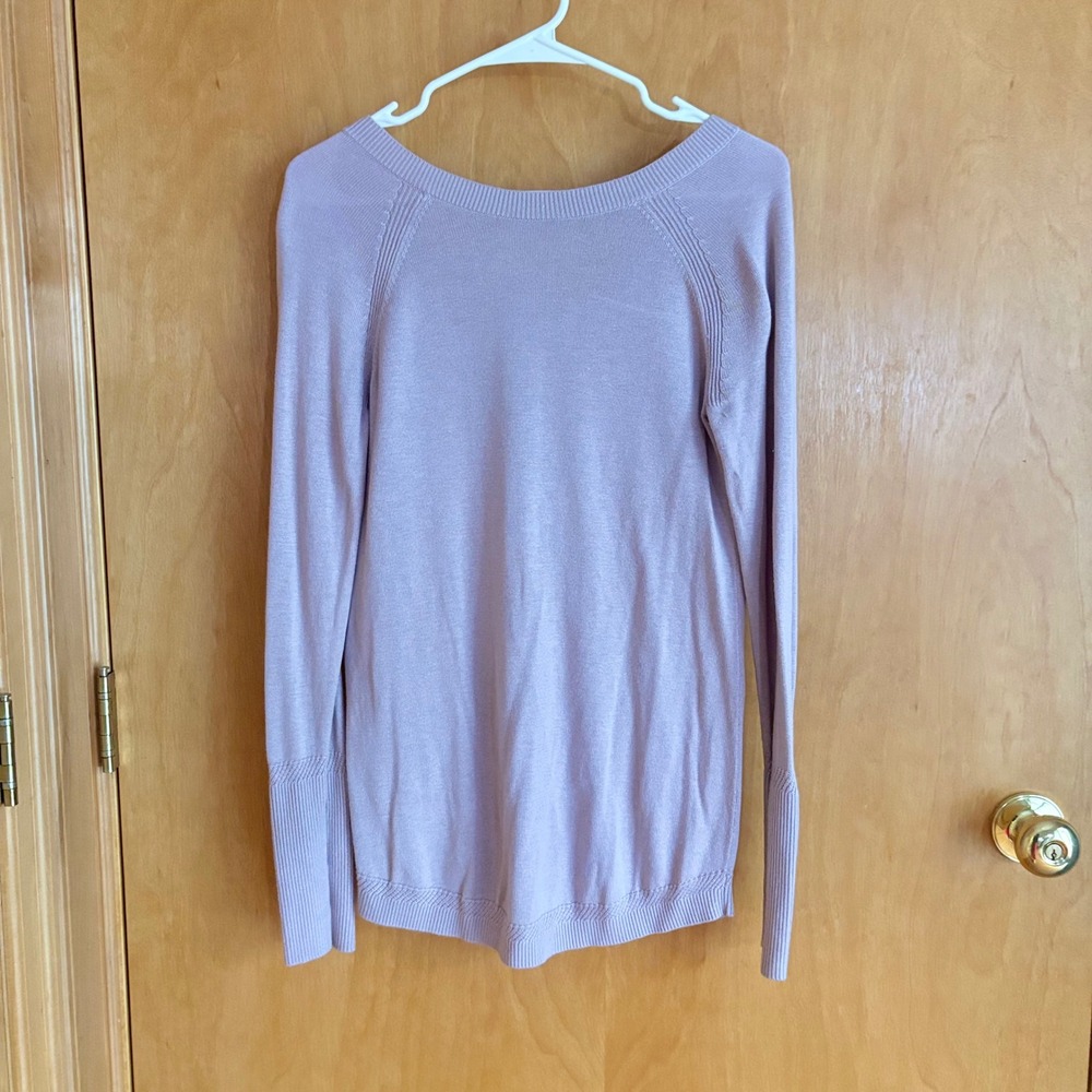 Lululemon Sweater Womens 6‎ Purple Cashmere Blend Open V-Back Long Sleeve